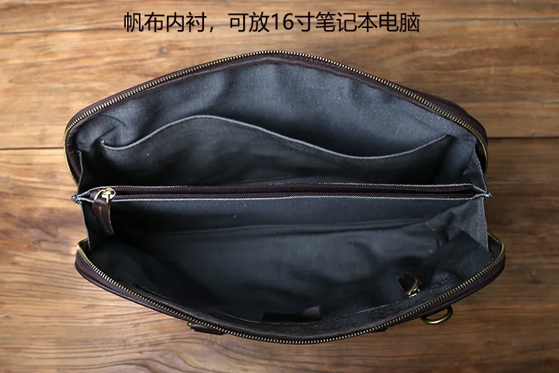 NZPJ Vintage handgefertigte Leder Herrenhandtasche Oberschicht Rindsleder Große Kapazität Business Computertasche Herren Schulter Diagonaltasche – Detail 17