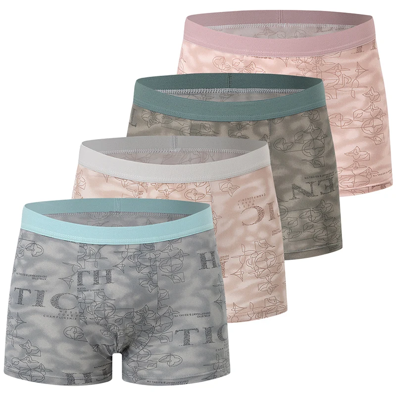 4-piece Four Seasons Men's Flat Corner Shorts Fashion Multi Color Breathable Sweat Absorbing Comfortable Casual Trendy Shorts