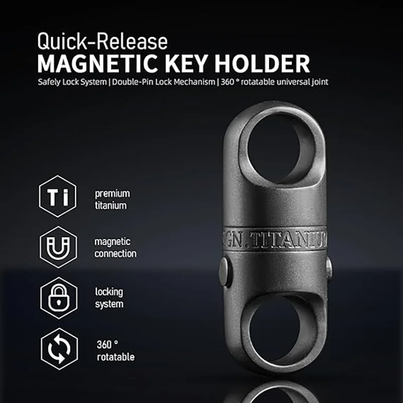 Titanium Magnetic Key Holder Quick Release Keychain Safely Lock System 360 ° Rotatable Key Rings Clips Lightweight