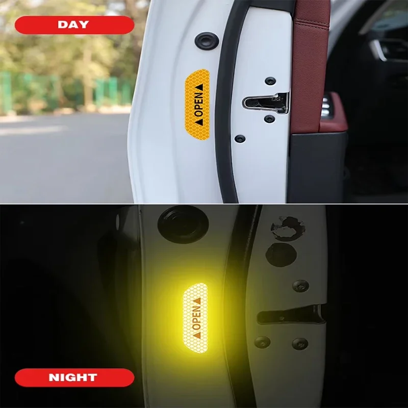 4 Stück Reflektierende Autotür-Aufkleber Sicherheits-Öffnungswarnung Reflektorband Aufkleber Auto Außen- und Innenreflektor-Aufkleber Amagi – Detail 4