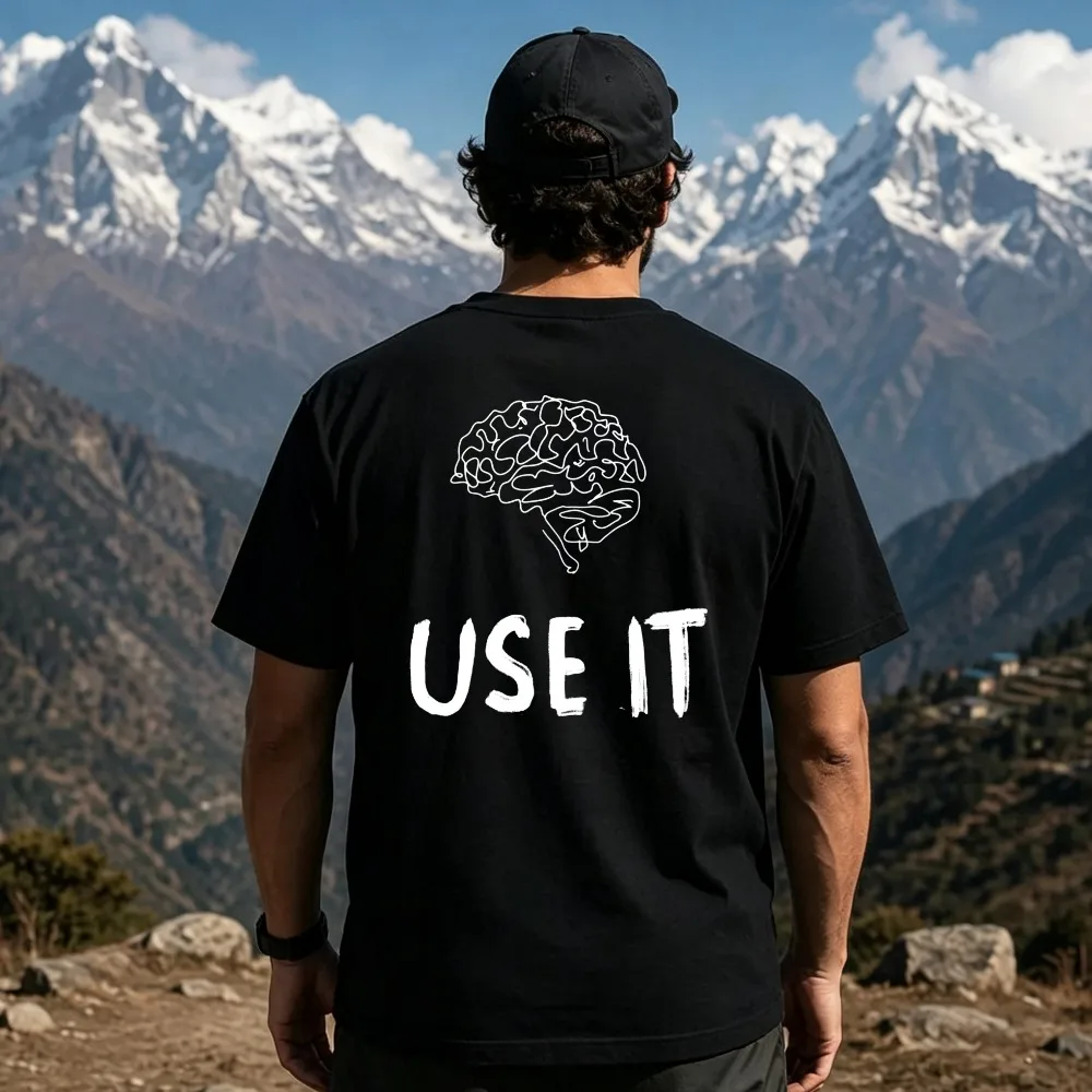 USE IT Motivational Graphic T-Shirt Men Back Print Cotton Short Sleeve Inspirational Wisdom Casual Tee Ironic Funny Tshits