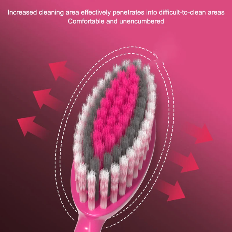 2 قطعة فرشاة أسنان ذات سطح محدب شعيرات ناعمة فرشاة أسنان أسود وردي فرشاة أسنان العناية بالفم السفر المحمولة غسل يوميا