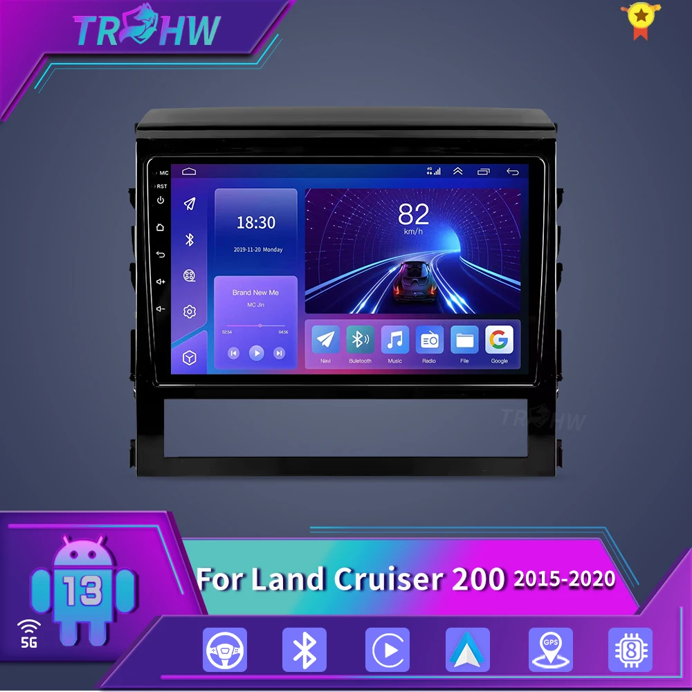 Android Auto Stereo Multimedia Player para Toyota Land Cruiser 200 2015-2020, navegação GPS, tela, não 2Din, 5G, Wifi, rádio de carro