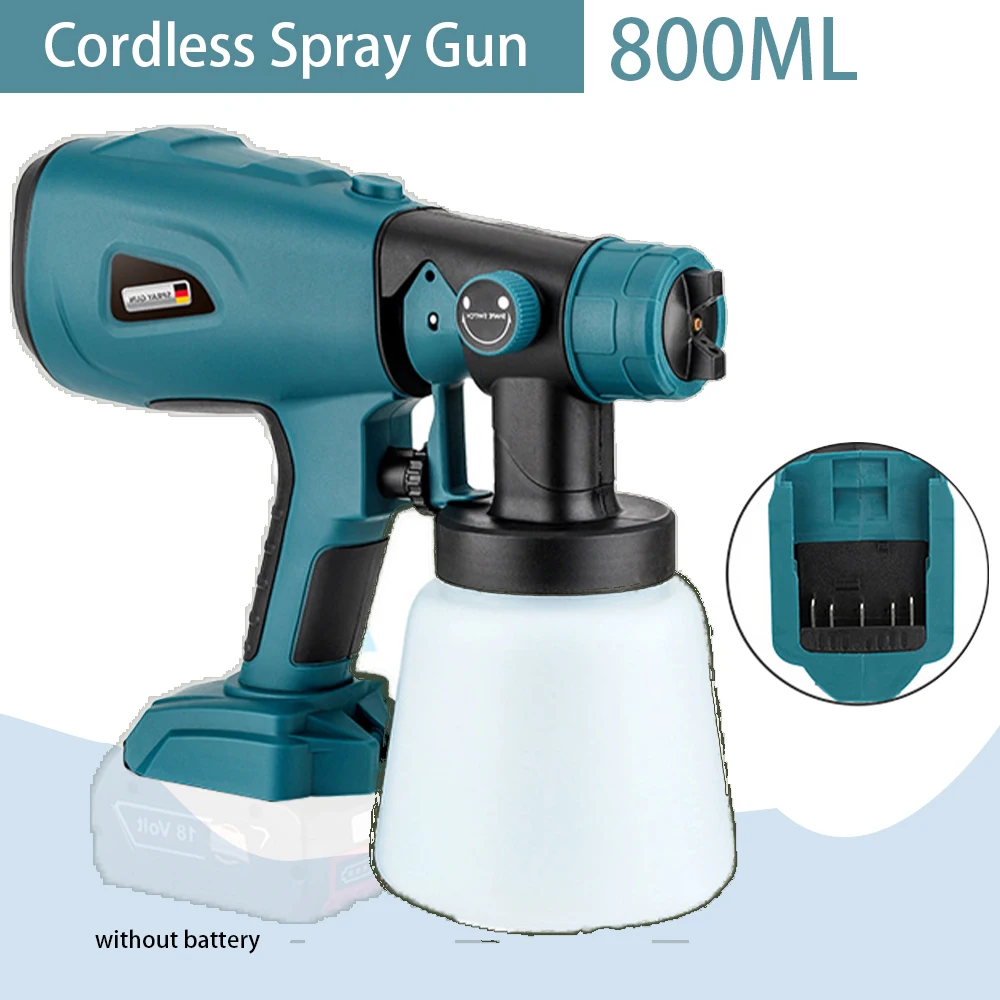 Pulverizador de tinta sem fio, pistola elétrica 800ml 200w, pulverizador de energia para bosch 18v, bateria de íon-lítio, pulverizador de tinta, cerca, pistola elétrica
