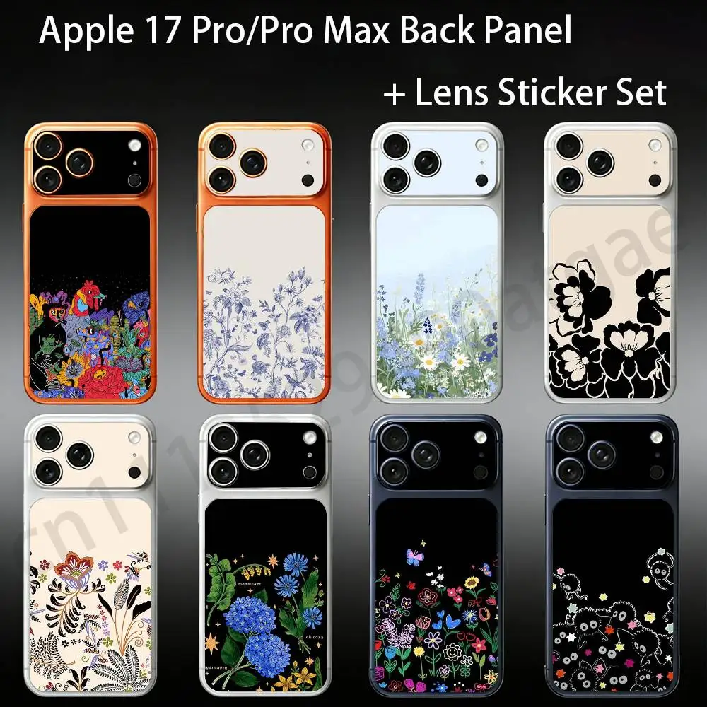 

Painted Flower For iPhone 17proMax/17pro Full Cover Decal Skin Wrap Colorful Rear Protective Sticker Film