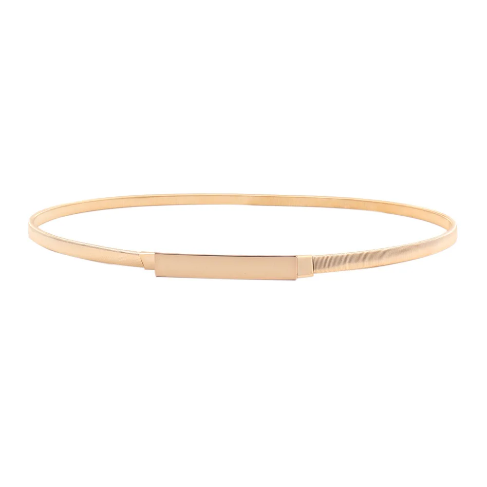 Nova corrente de primavera moda metal elástico cintura corrente longa fivela cinto fino versátil saia corrente