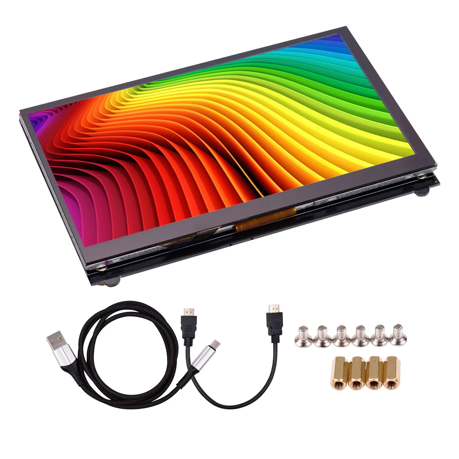 Pantalla táctil capacitiva HD IPS de 7 pulgadas, Monitor portátil pequeño con interfaz USB HD, resolución de 1024x600