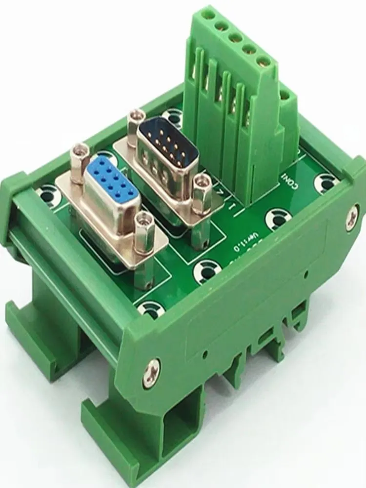 D-SUB DB9 DIN Rail Mount Interface Module Male/Female Header Breakout Board, Terminal Block, Connector.