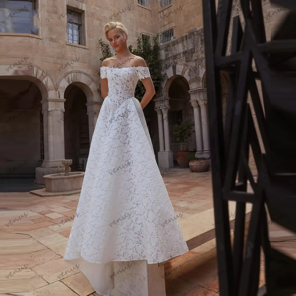 Exquisite Wedding Dresses A Line Lace Bridal Gowns Off The Shoulder Robes For Formal Party Elegant Vestidos De Novia Customized