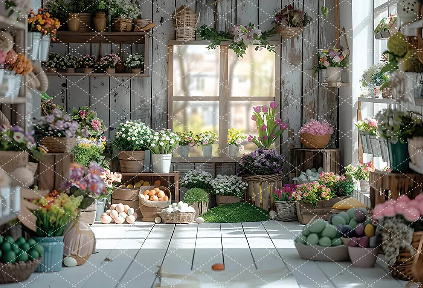 Mehofond Photography Backdrop Spring Easter Wonderland Newborn Birthday Party Colorful Egg Flower Window Decor Photo Background