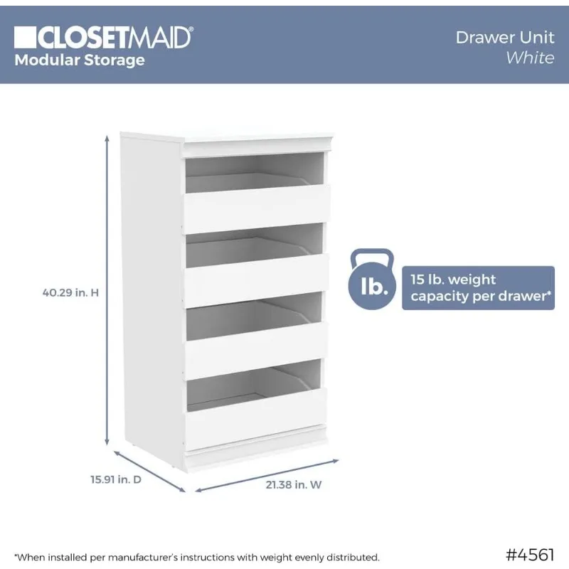 Imagem -03 - Closetmaid-unidade Modular de Armazenamento com Gavetas Organizador do Armário de Madeira Empilhamento Backer Completo Armazenamento Sistemas de Armário Montado