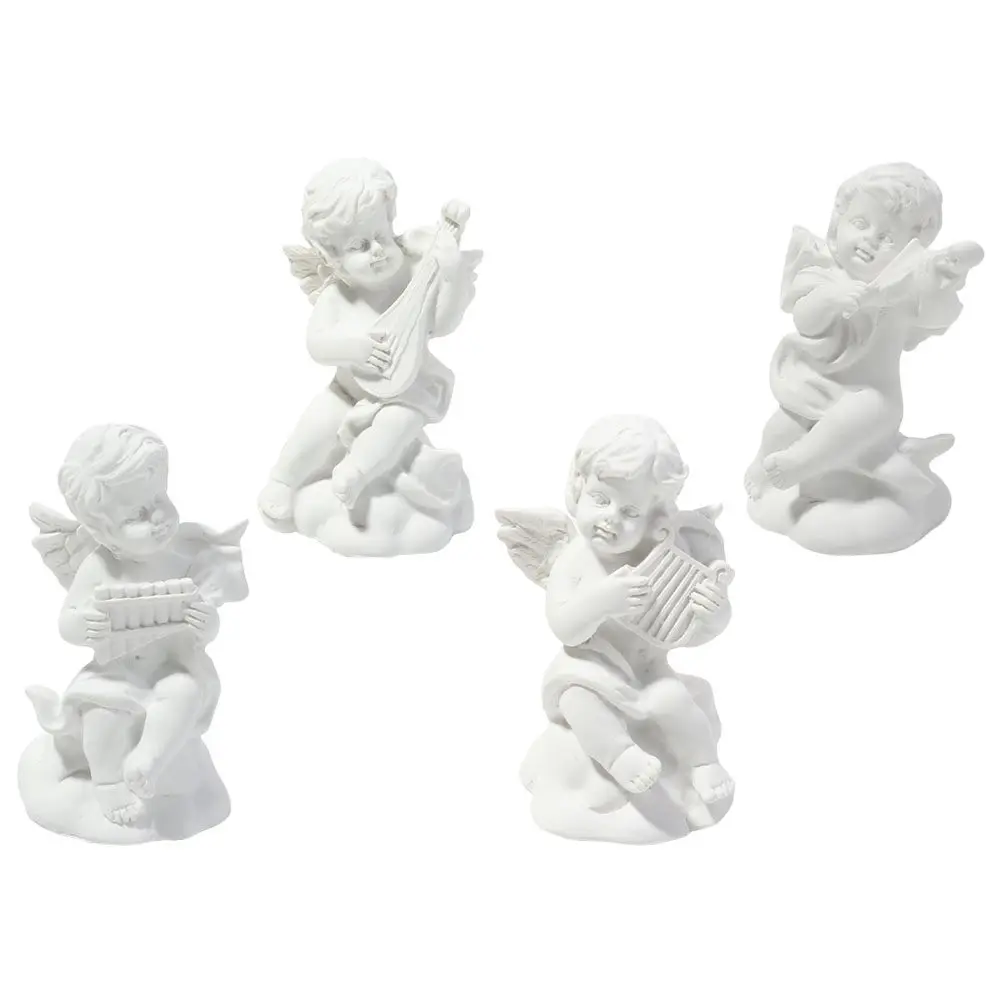 4Pcs Resin Angel Statues For Living Room Decor New Year Decor Adornment Lovely Delicate Home Bedroom Desk Office