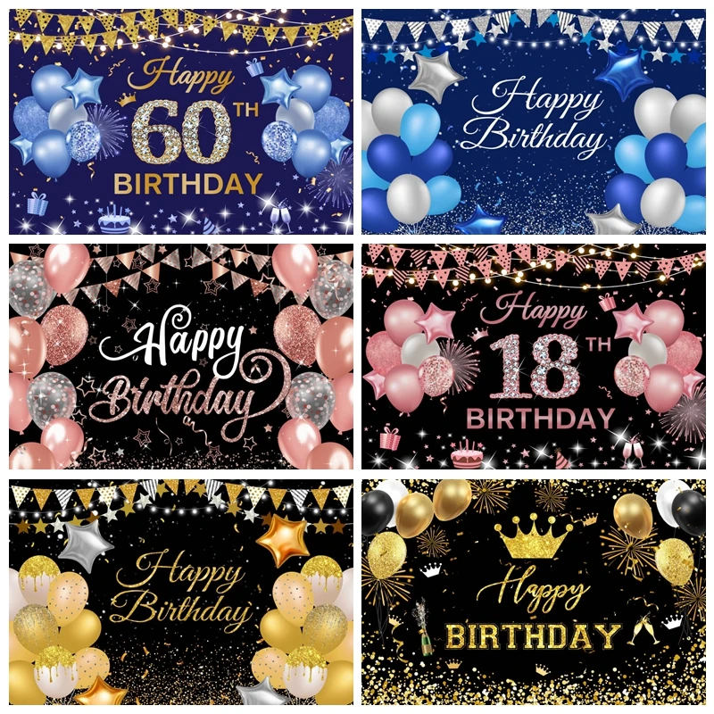 

Adult Birthday Backdrops Photography Glitter Balloon Glow Party Decor Portrait Photographic Background Photo Studio Photocall