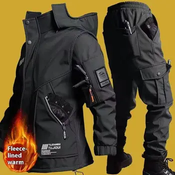 2025 Men'S Motorcycle Jacket With Autumn And Winter Velvet Training Set Anti-Wear Waterproof Cold Resistant Jacket Holiday Gifts