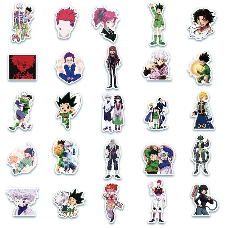 50pcs Hunter X Hunter Anime Stickers Pack Cartoon Character Decoration Laptop Skin Waterproof Phone Case Cute Stickers Kids Toys