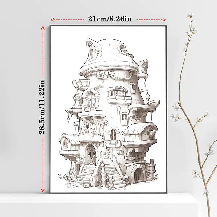 Magic Hut DIY Graffiti Color Drawing Coloring Book Adult Decompression Hand Drawn Coloring Drawing Coloring Book