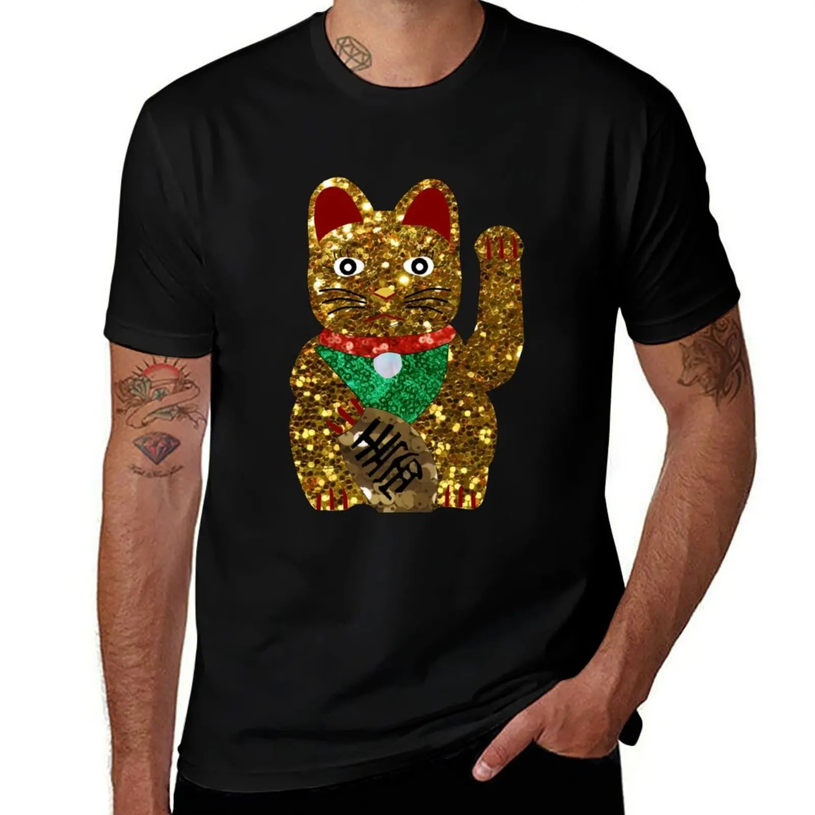 

gold maneki neko cat T-Shirt man t shirt designer funny t shirts dark humor T-Shirt