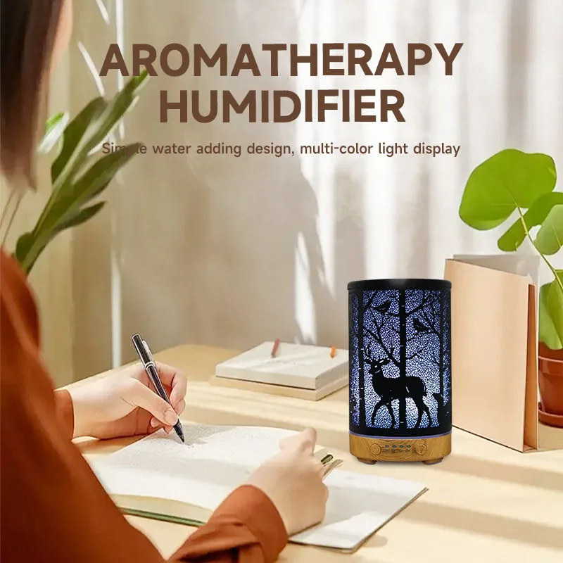 Ultrasonic Air Humidifier Essential Oil Diffuser Hollow Deer Timing Function Cool Mist Maker Fogger with Led Lights Difusor