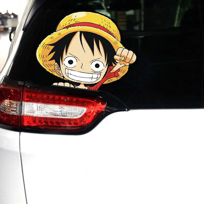 One Piece Anime Car Stickers Cartoon Luffy Joe Bassolo Back Car Rear Window Scratch Stickers Reflective Waterproof Stickers