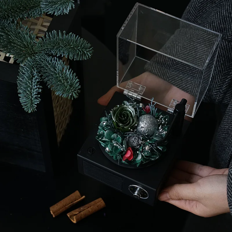 

Christmas limited rose eternal flower bluetooth phonograph creative gift