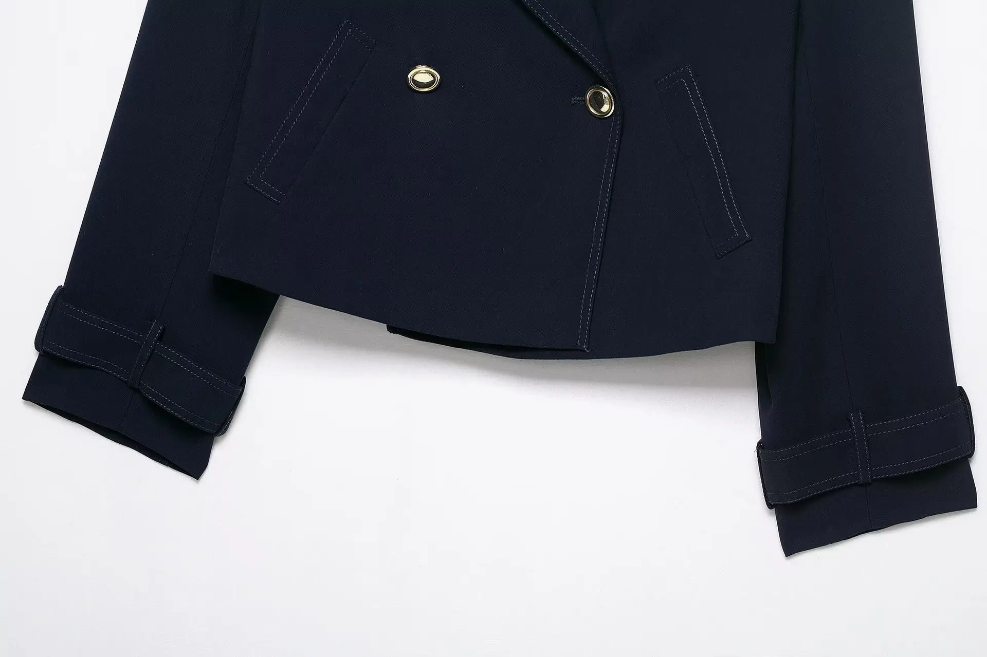 Women's Fashion Coats Solid Turn-Down Collar Long Sleeves Pockets Double-Breasted Female Autumn High Street Jackets