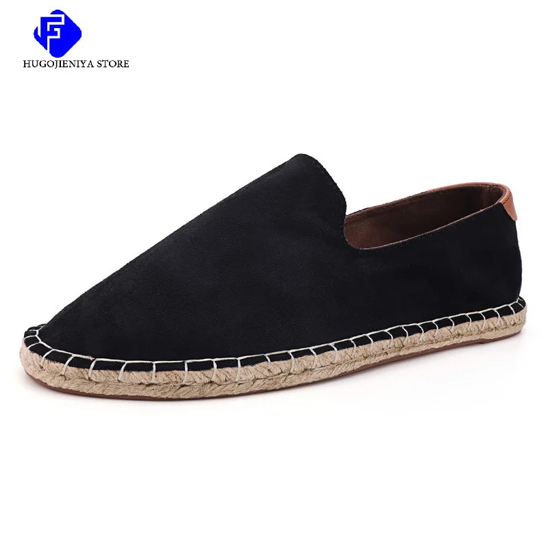 2023 Summer New Linen Men\'s Casual Shoes Handmade Weaving Fisherman Shoes Fashion Casual Flat Espadrilles Driving Shoes Big Size