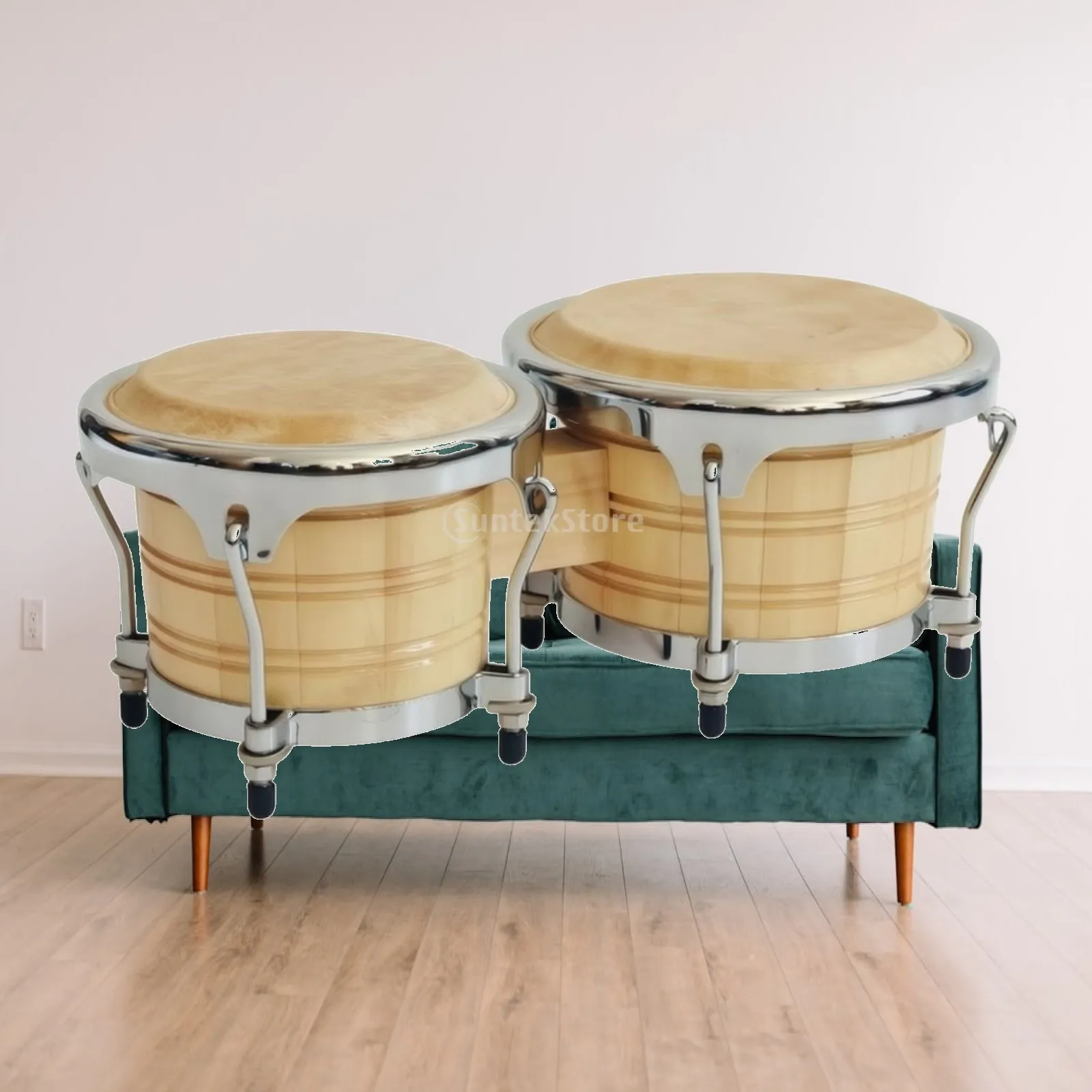 Bongo Drums Acoustic Bongos Natural for Music Lessons, Home, Beginners, Students