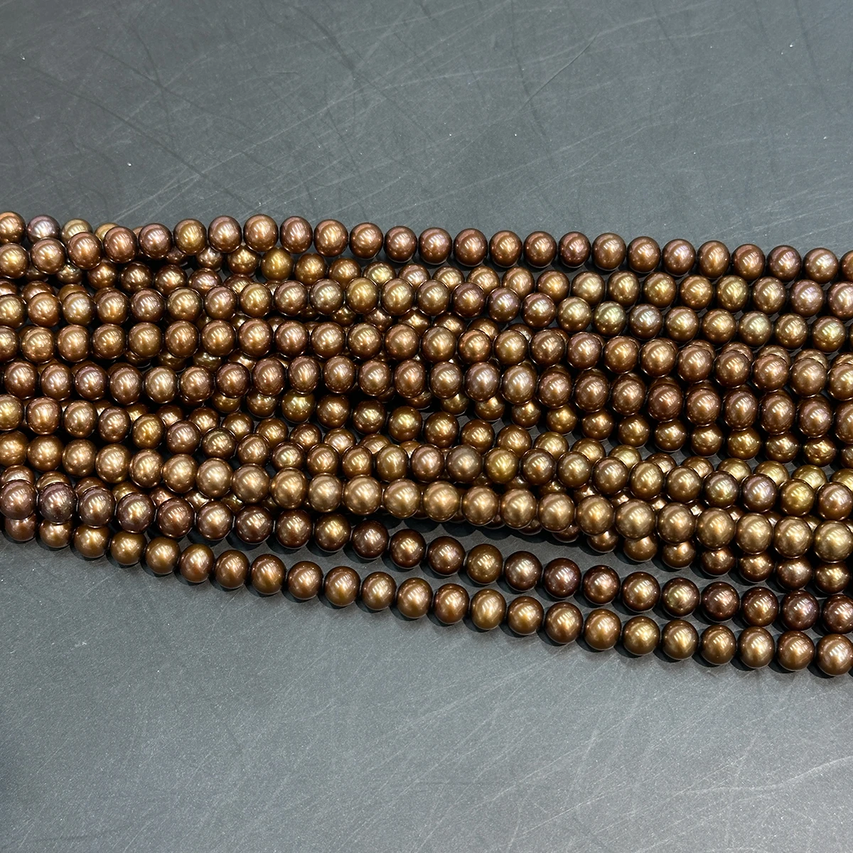 Natural Freshwater Pearl Near-Round Brown Bead (Dyed)6-7-9-10-11–12mm Women Jewelry Make DIY Necklace Bracelet Earring Accessory