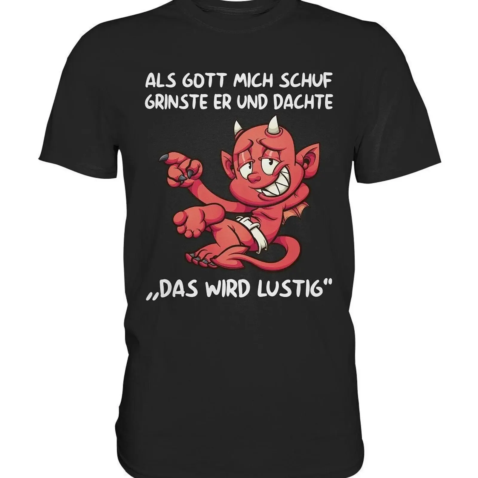 When God created me he grinned funny saying little devil T Shirt gift Premium vintage Washed fashion streetwear Unisex