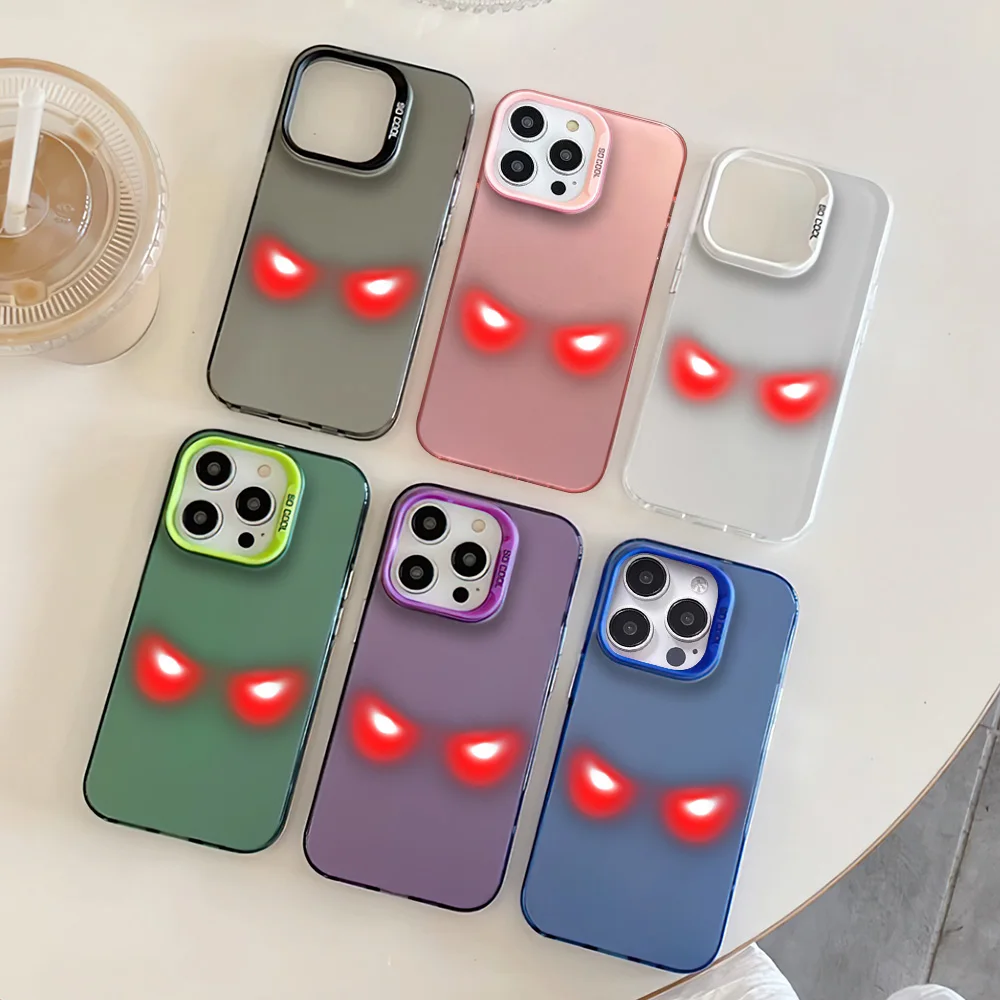 Spooky Scary Red Eye Laser Phone Case For iphone11 12 13 14 15 16 Pro Max Plus fashion laser colorful silver IMD cover