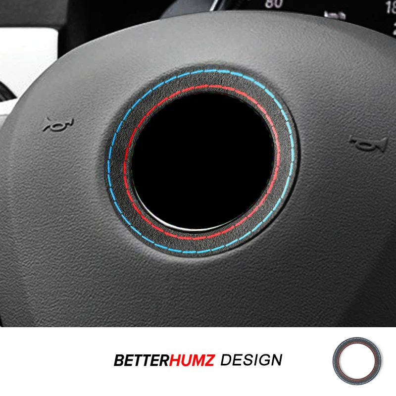 For BMW F30 F20 G20 G30 F10 E90 E46 E60 E39 X1 X3 Made of Alcantara Car Steering Wheel Center Logo Trim Ring Sticker Accessories