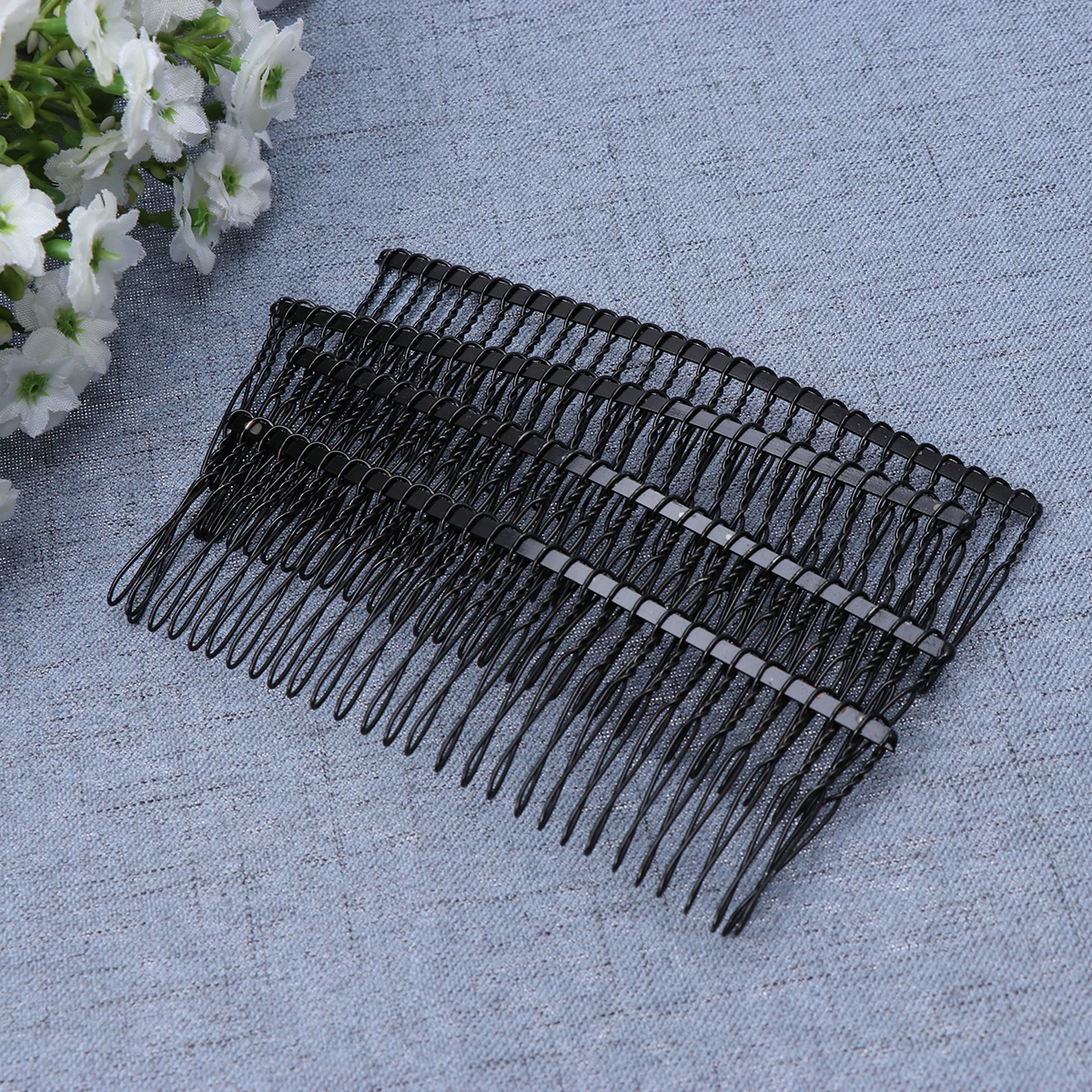 

10pcs Iron Wire Combs Lightweight Durable Hair Accessories Simple Design For Home Party Travel Easy Wear Black Pattern