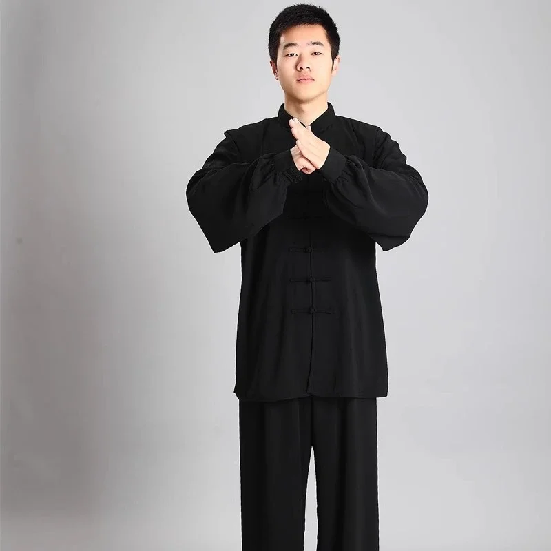 Neue Herren-Kung-Fu-Uniform im traditionellen chinesischen Stil, langärmelig, Wushu-Tai-Chi-Anzug, weiche, atmungsaktive Kampfsportbekleidung für das Training. – Detail 14