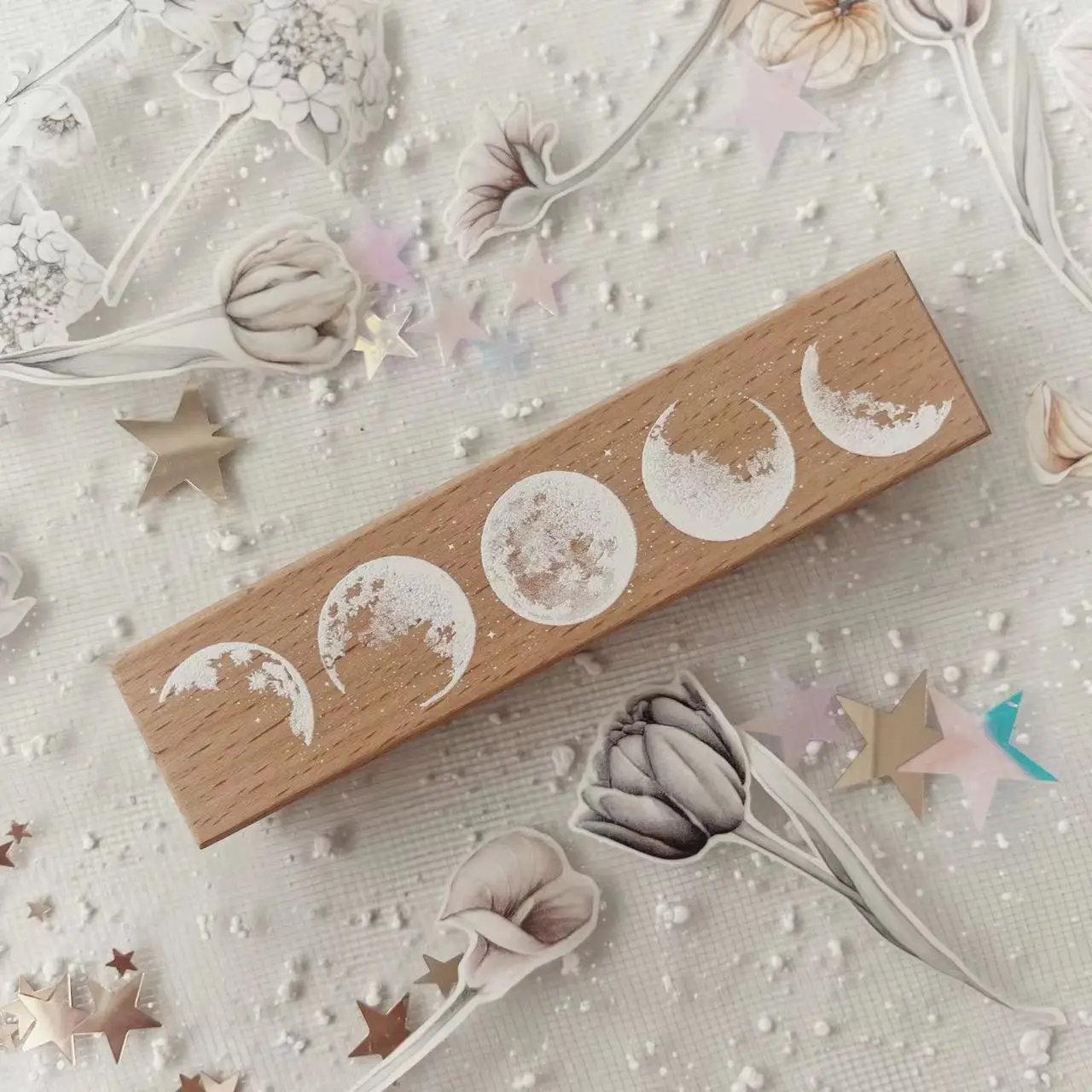 Journal Page Vintage Horoscope Series 5 Moons Wooden Rubber Stamp for DIY Scrapbooking Photo Album Card Making