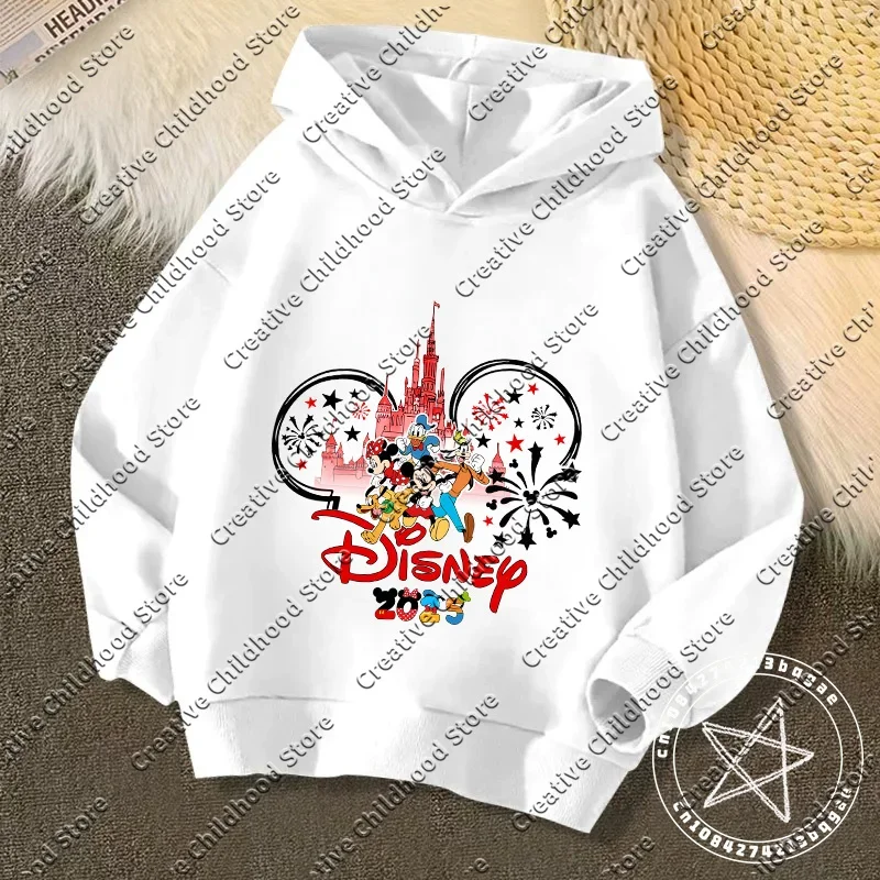 Fashion Disneyland Trip Vacation Clothes Caricature Hoodie Children Top Cartoons Disney Kawaii 2025 Girl Clothes Boy Disney Kids