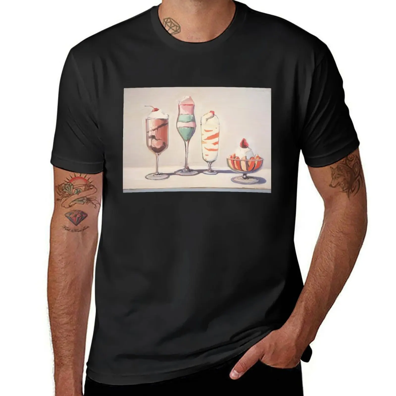 Wayne Thiebaud - Four Sundaes - Pop Art T-Shirt summer clothes Aesthetic clothing oversizeds black t-shirts for men