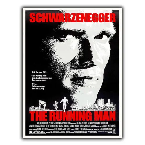 Metallschild „The Running Man“, Film- und Werbeposter, Druck für Männerhöhle, Aluminium