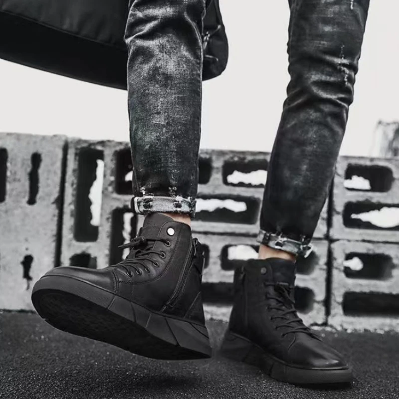 

Man Shoes Black Non Slip Lace Up Boots for Men Original Deals In Promotion Vintage Comfortable New Sale Offers Casual Footwear