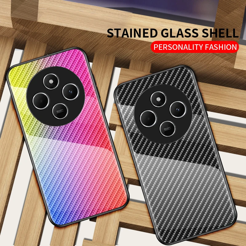 

For Redmi 14C 4G Case Carbon Fiber Tempered Glass Cover For Redmi 14C 4G Shockproof Bumper Funda