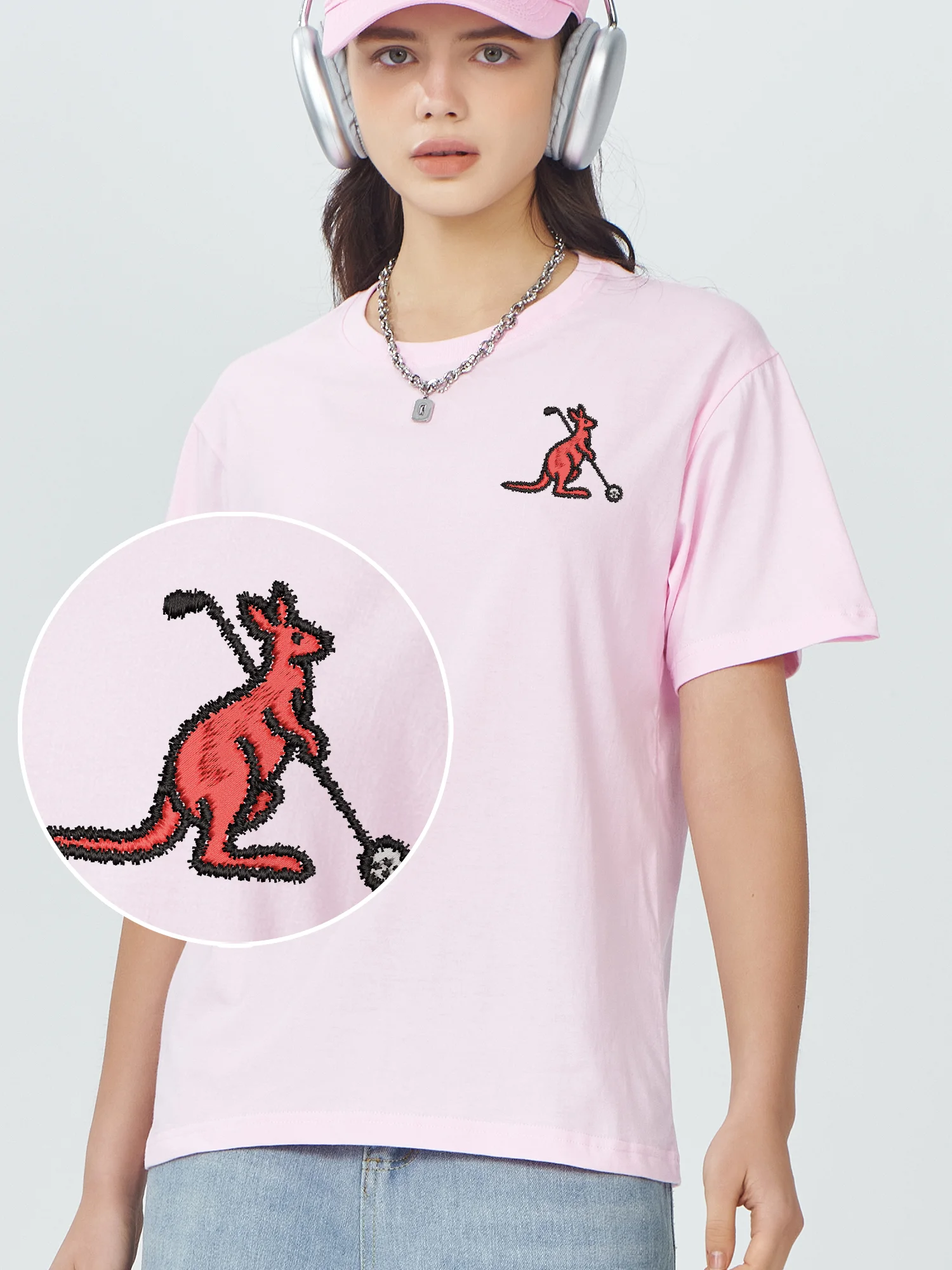 Golf Kangaroo Embroidered Camiseta Unisex Casual Streetwear Luxury Clothing High Quality Cotton Embroidery T Shirt