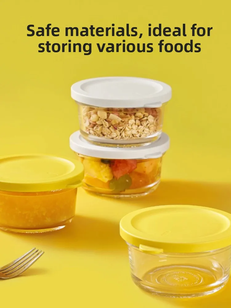 

Стеклянная миска для еды с крышкой, для приготовления овсянки на ночь, для хранения птичьих гнезд, термостойкая, для добавок