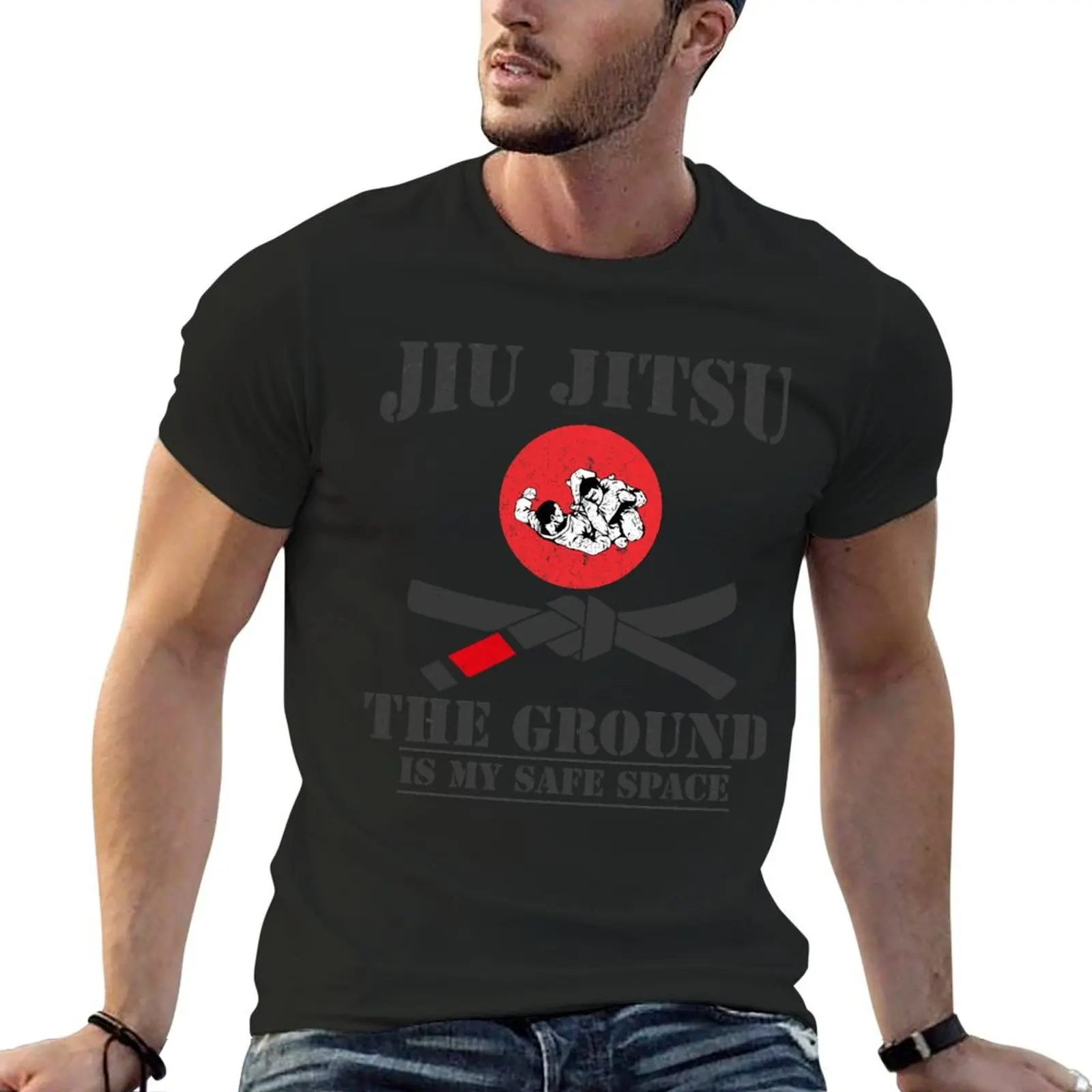 The Ground Is My Safe Space - Funny Bjj Brazilian Jiu Jitsu Grappling T-Shirt heavyweights kawaii clothes mens funny t shirts