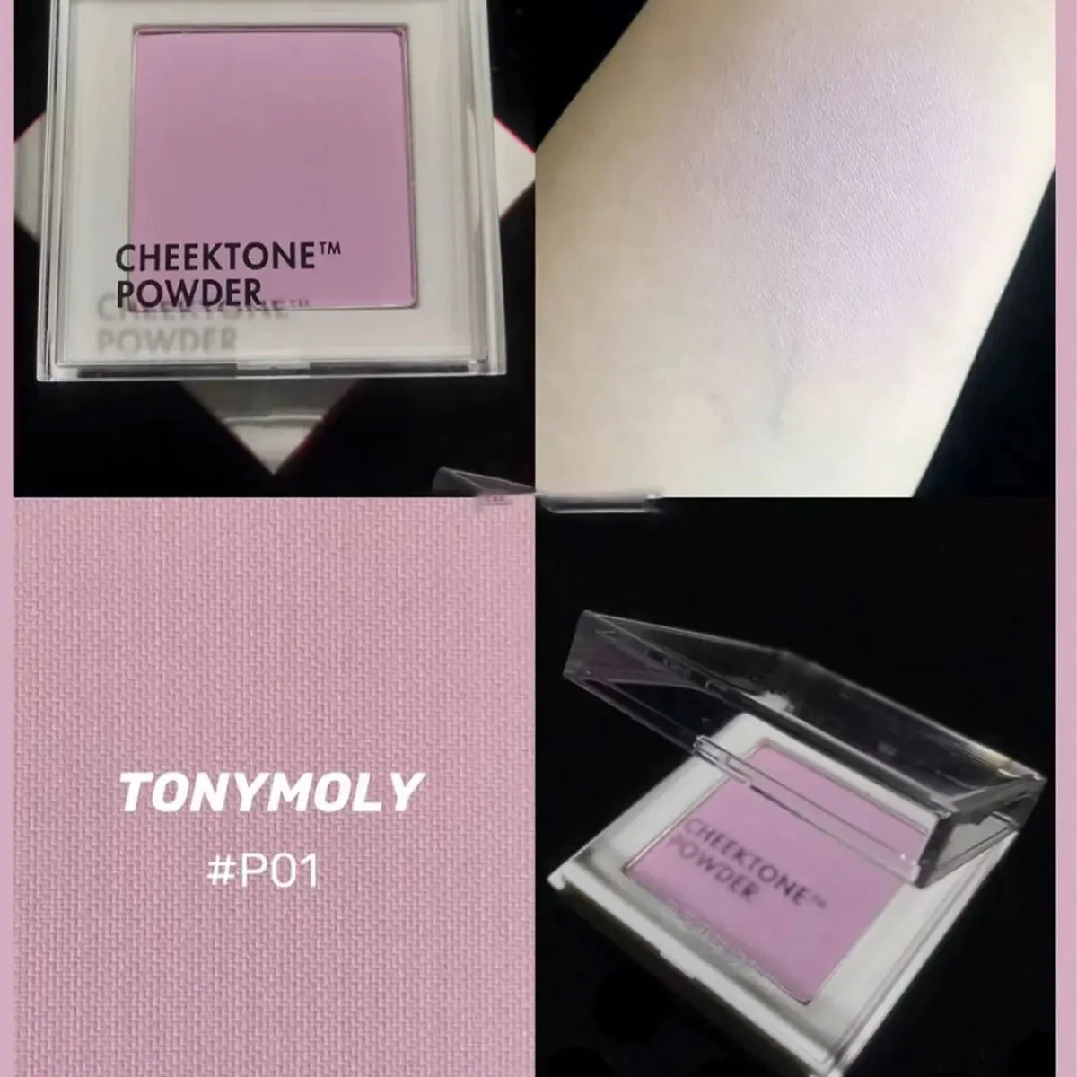 TONYMOLY Cheektone Single Blusher Powder P01 Milky Violet,Translucent Buildable Coverage,Korean Cosmetic,Korean Makeup
