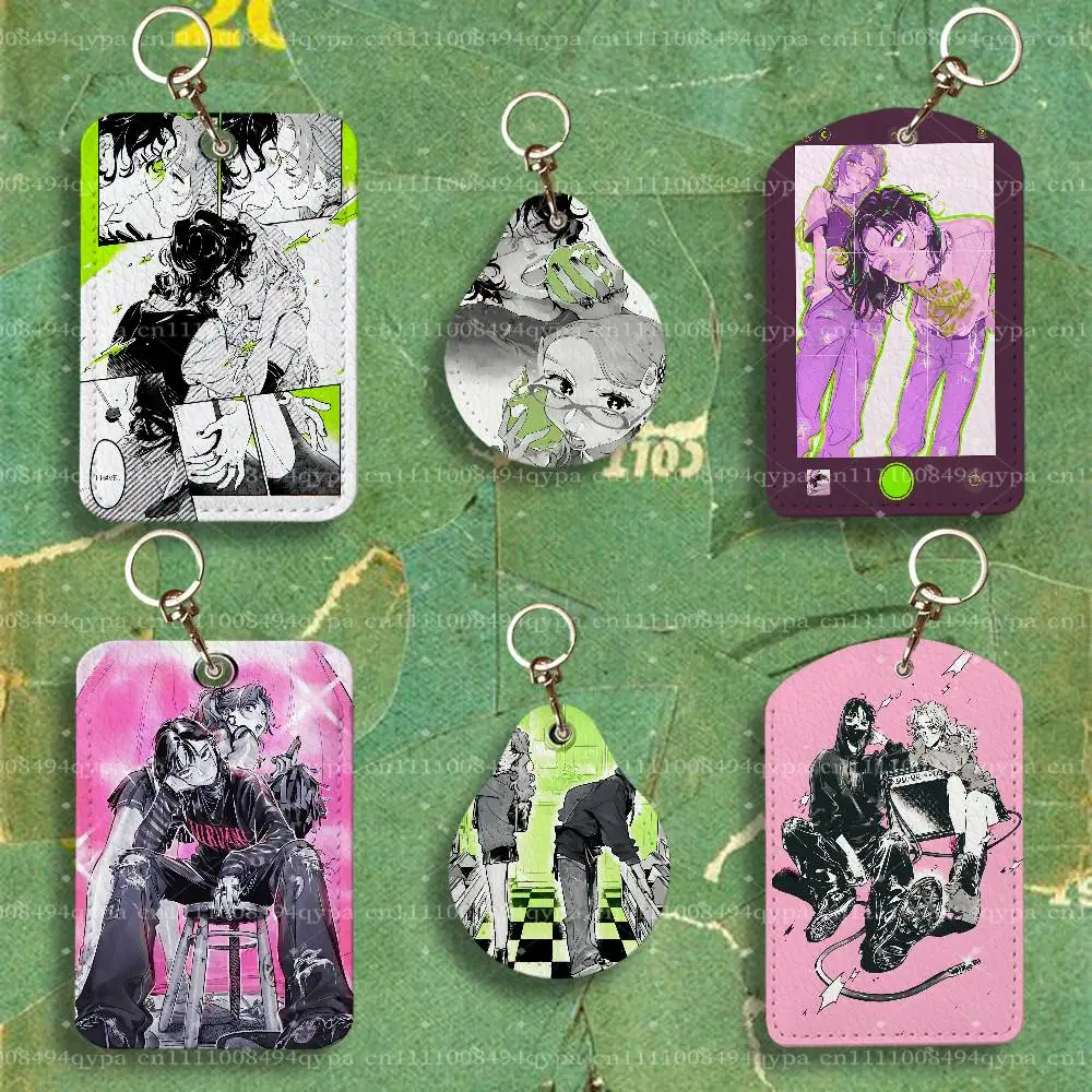 T-TGSWIIWAGAA Kinioto Green Yur PU Leather Card Holder with Keychain ID Card Holder Protective Cover For Credit Bus Subway Card