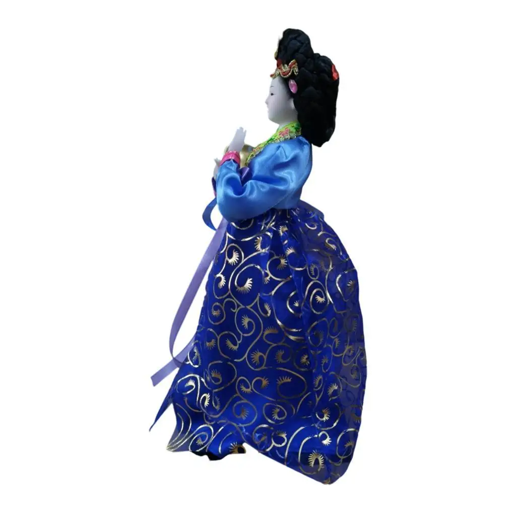 Korean Geisha Doll Handmade Hanbok Statue Vintage Figurine Sculpture for Office Desktop Ornament
