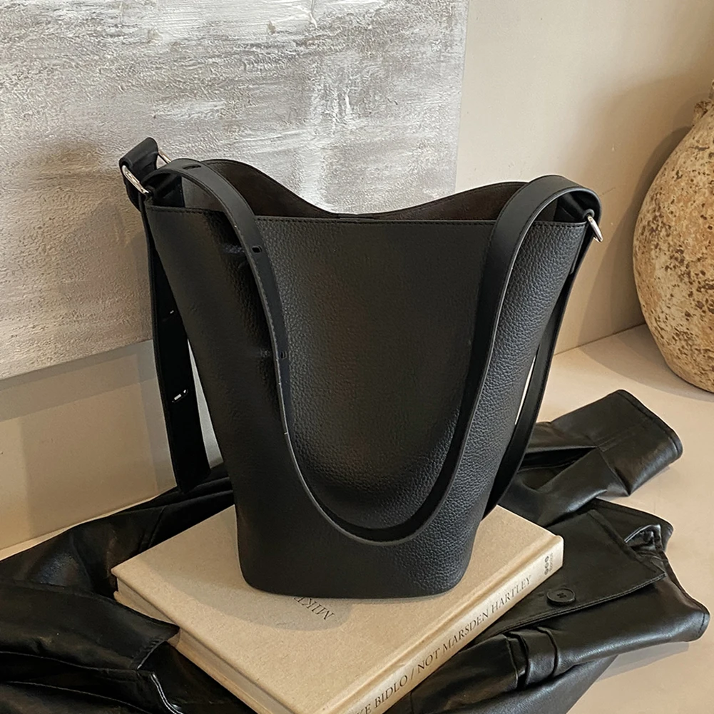 حقيبة دلو للنساء بحزام كتف قابل للتعديل من الجلد النباتي مع جيب داخلي وحقيبة كروس وحقيبة هوبو للسفر في العمل #3