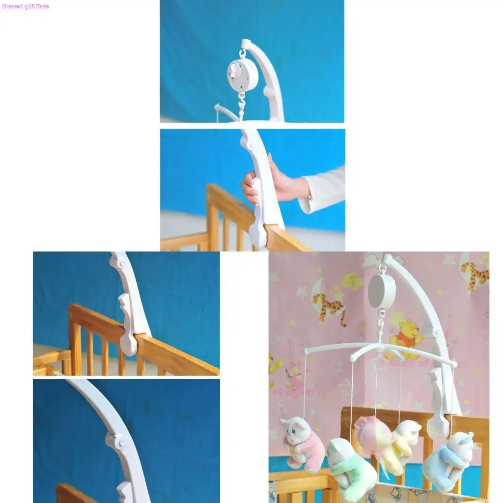 D0JC Plastic Rotating Crib Mobile Toy Stand Baby Interaction Hanging Rattle Holder
