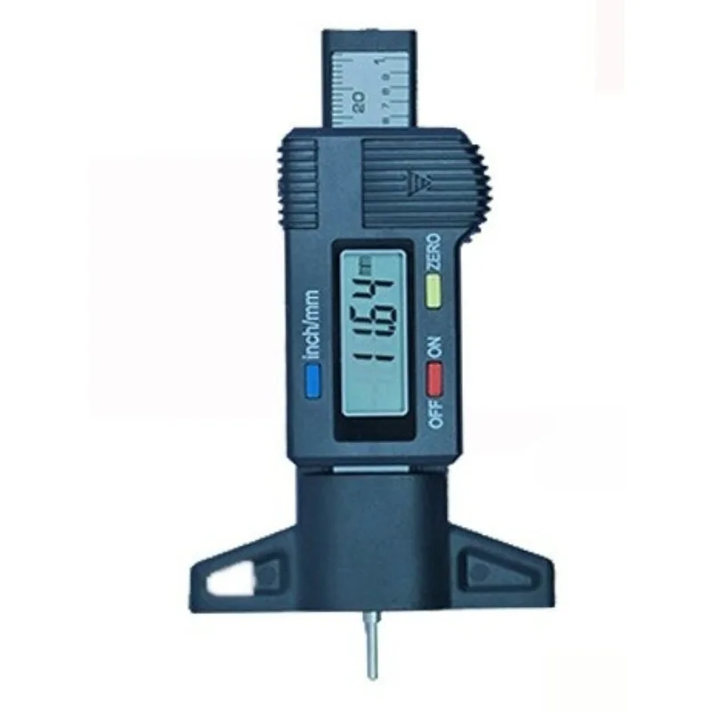 For Tire Tread Depth Gauge 0-25.4 Mm Black Shell Metal Probe