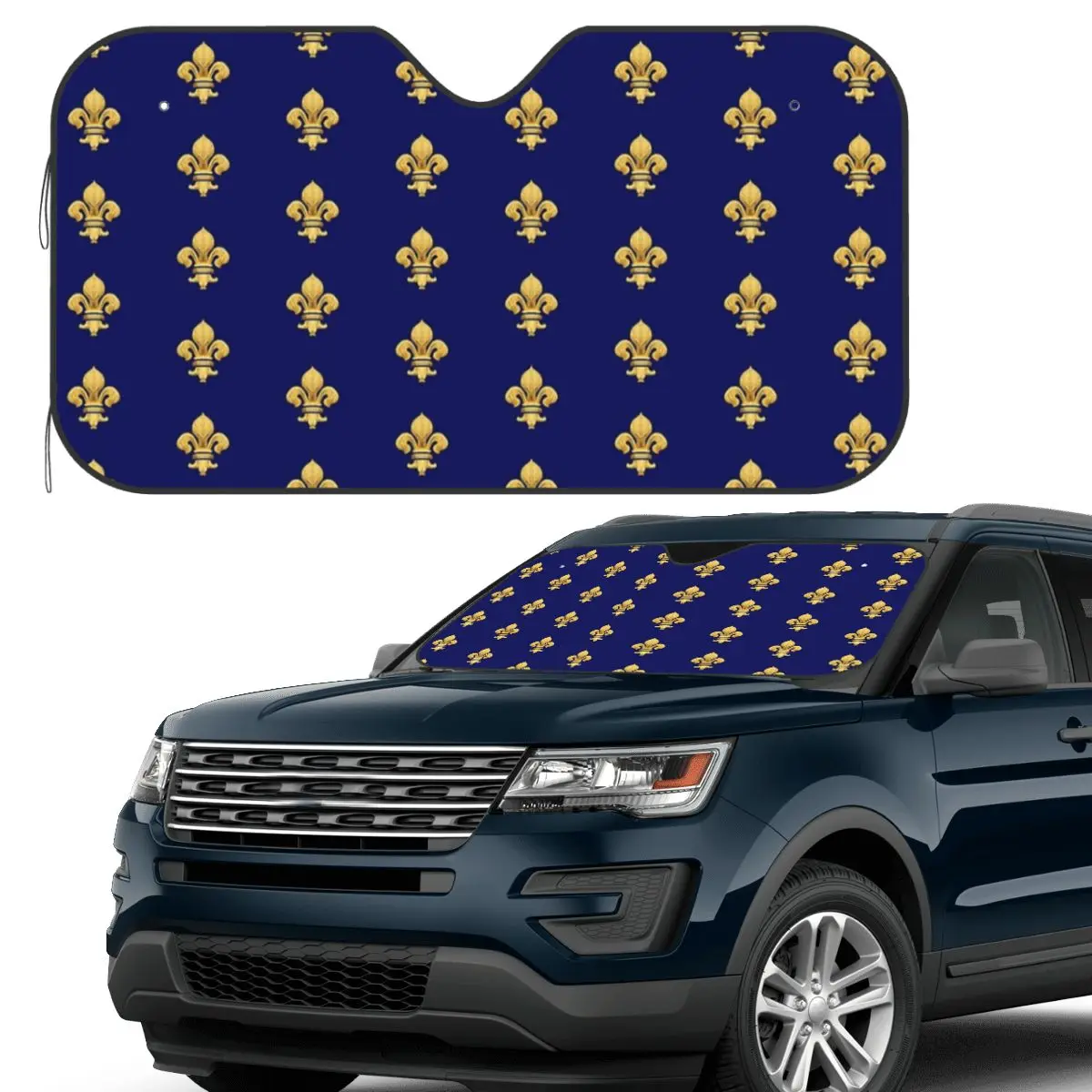 

Royal Fleur De Lys Blue Sunshade Windscreen Car Front Windshield Window Sun Visor Accessories Covers