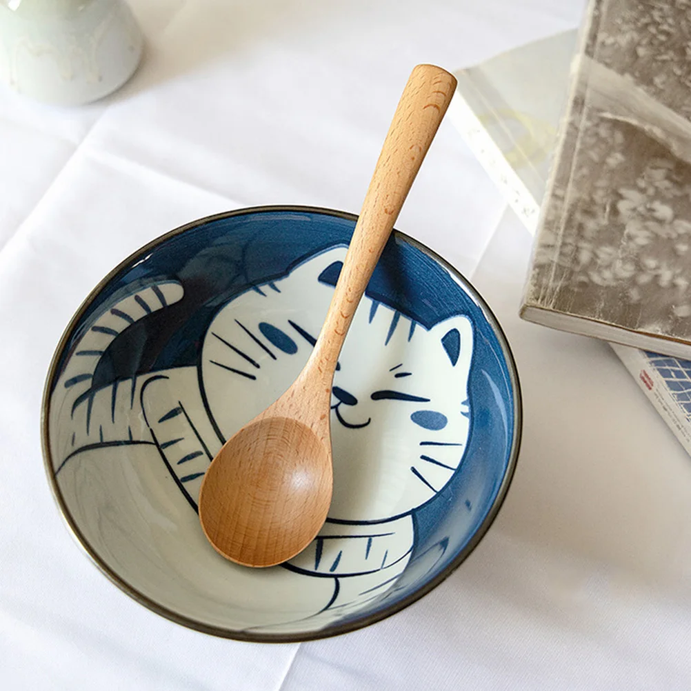 

2 Pcs Spoons Elegant Design Household Soup Spoons Heat Insulation Kitchen Tableware Mini Beech Soup Rice Child